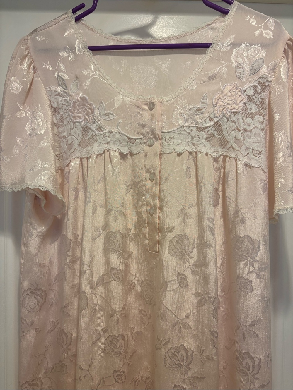 Vintage Pretty in Pink Lace-Trim Nightgown - Picture 2 of 3